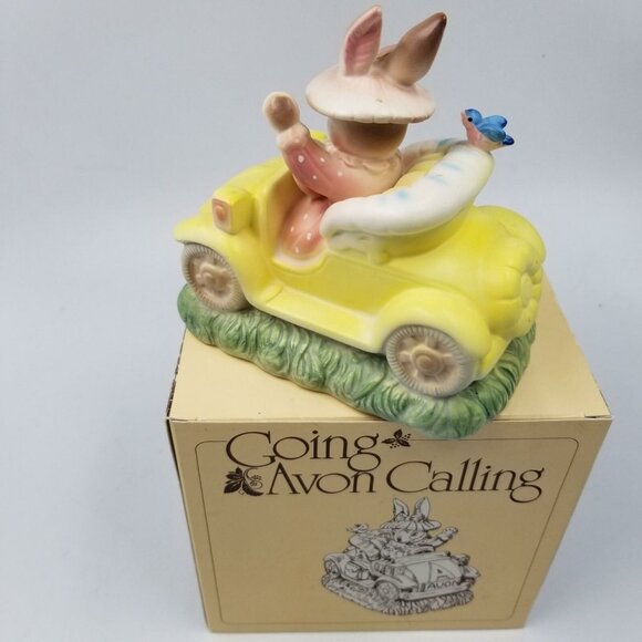 Vintage Avon Bunny Luv Trinket Dish Going Avon Calling Car Figurine Lot 2 New - Picture 7 of 8